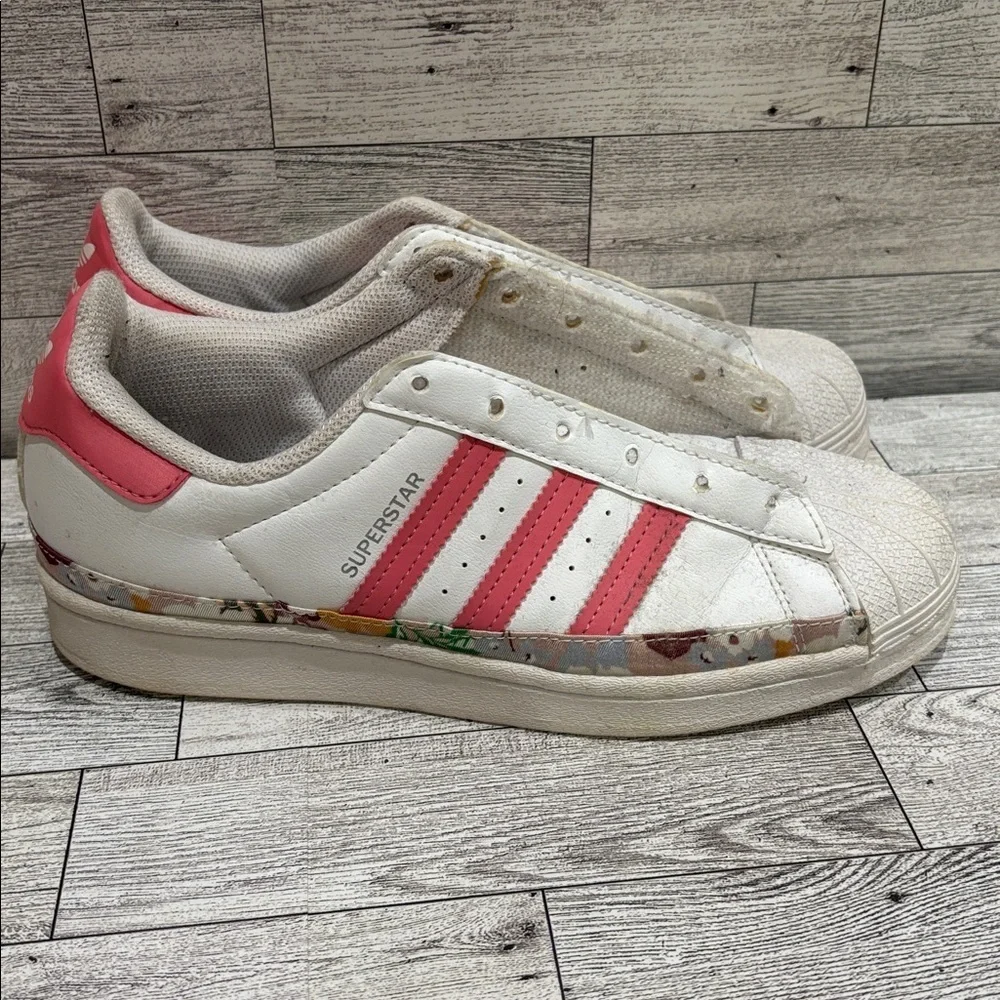 Adidas Superstar Floral Pink and White Shoes